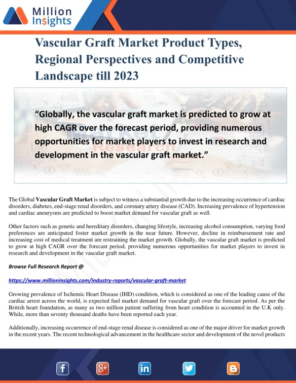 Vascular Graft Market Product Types, Regional Perspectives and Competitive Landscape till 2023