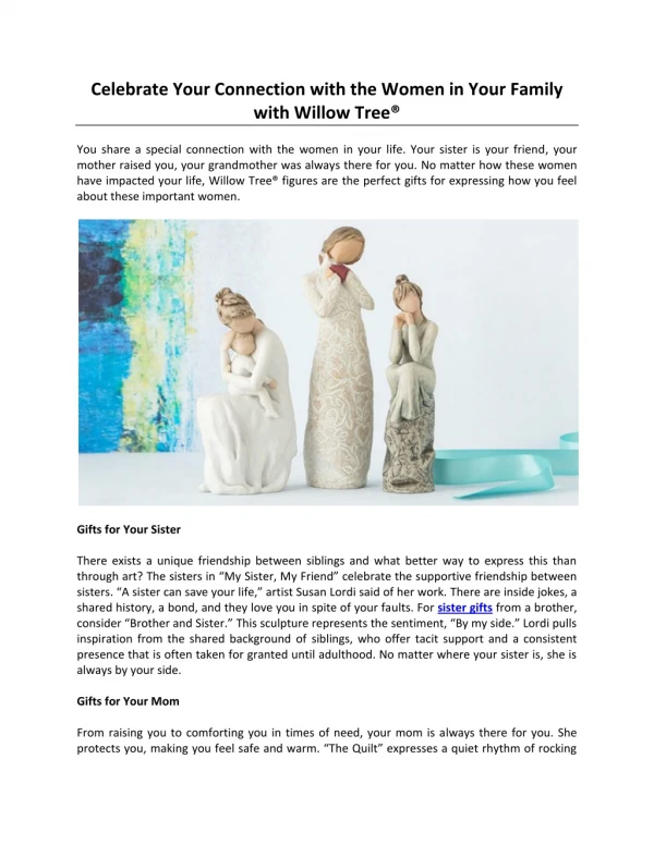 Celebrate Your Connection with the Women in Your Family with Willow Tree®