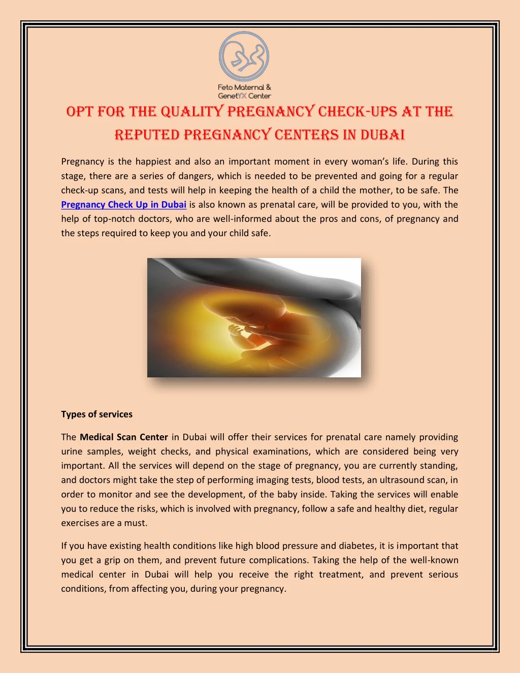 opt for the quality pregnancy check