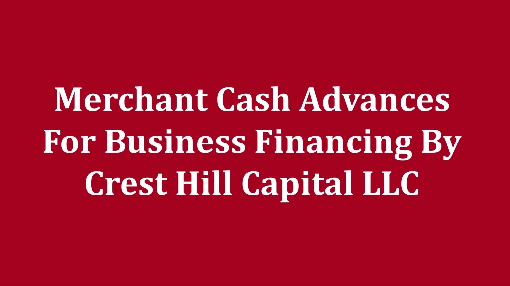 merchant cash advances for business financing