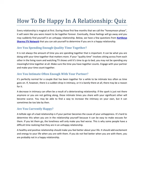 How to Be Happy in a Relationship: Quiz