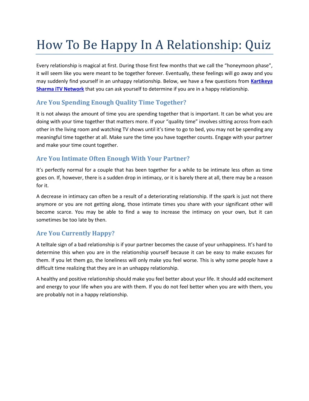 how to be happy in a relationship quiz
