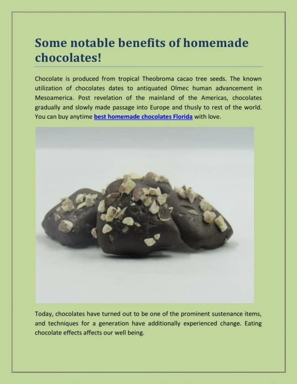 Some notable benefits of homemade chocolates!