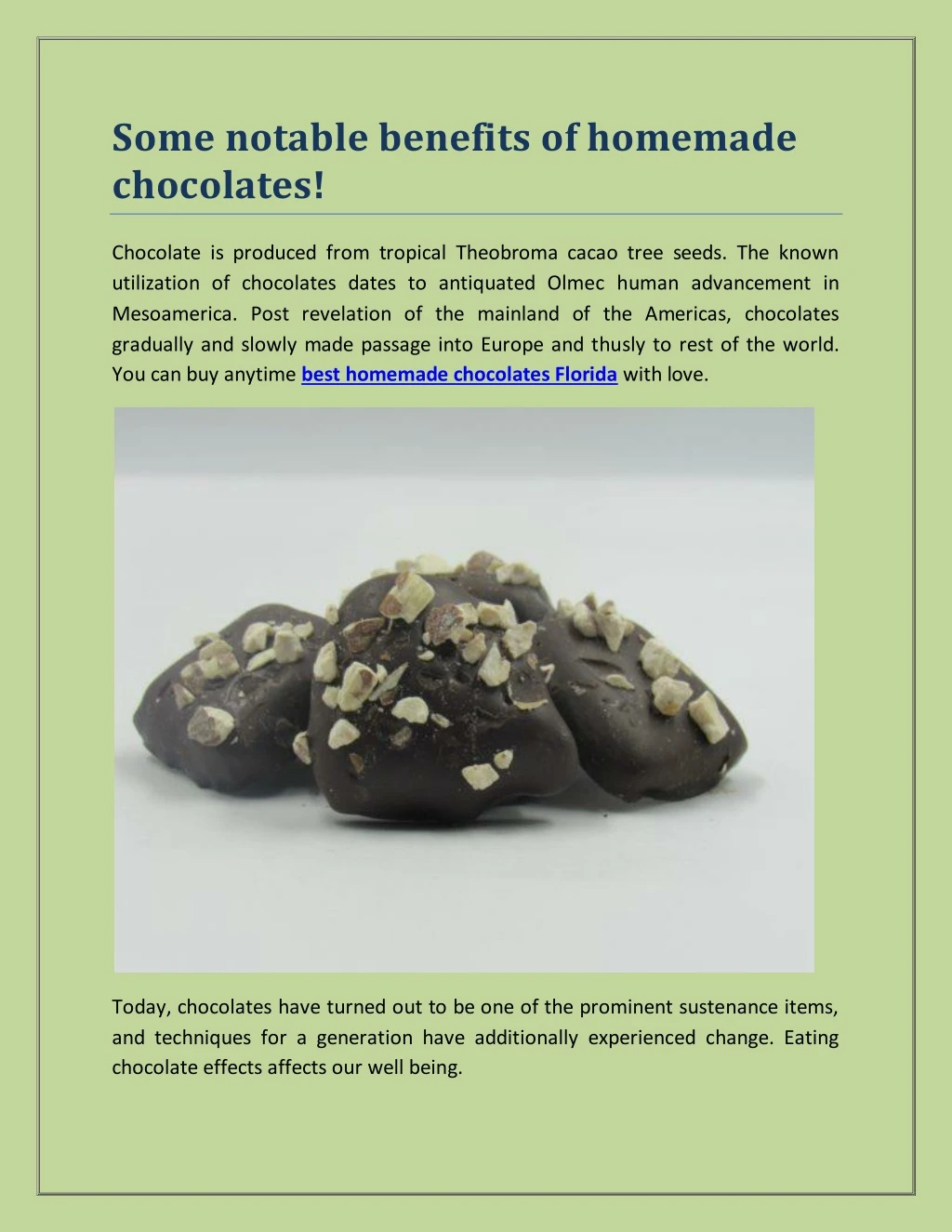 some notable benefits of homemade chocolates