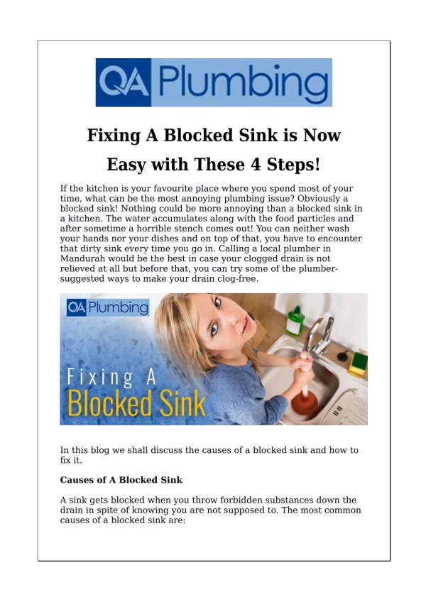 Fixing A Blocked Sink is Now Easy with These 4 Steps!