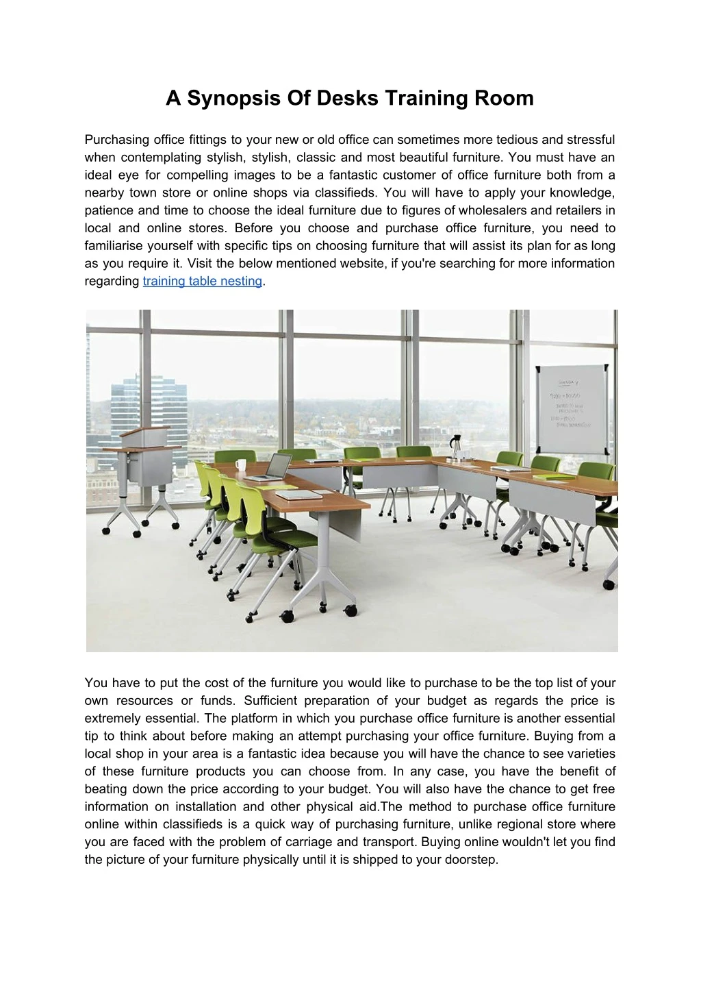 a synopsis of desks training room