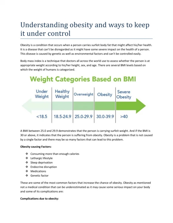 Understanding obesity and ways to keep it under control