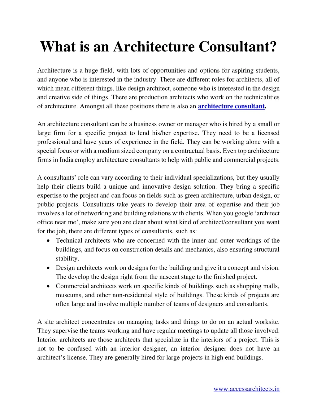 what is an architecture consultant