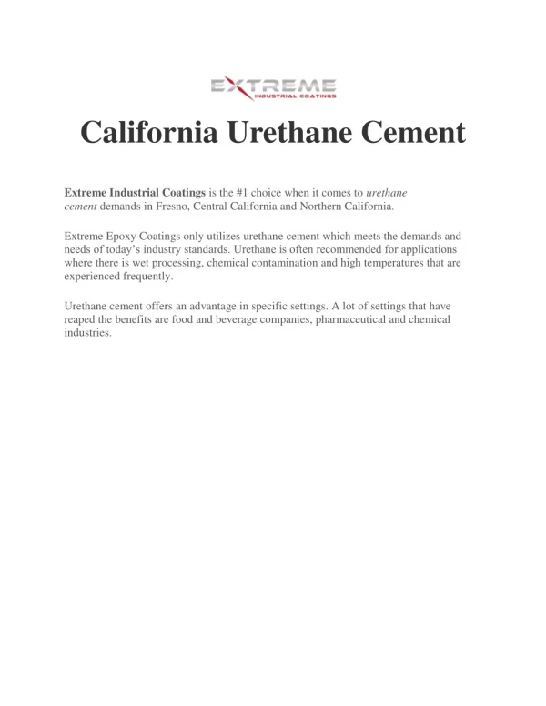 California Urethane Cement