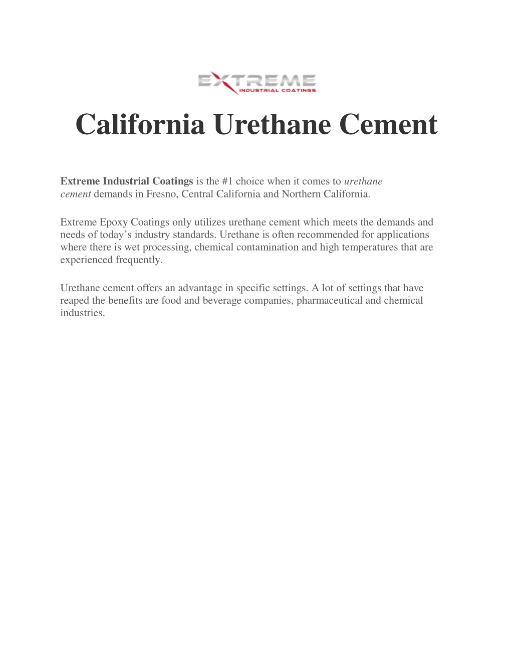 california urethane cement extreme industrial