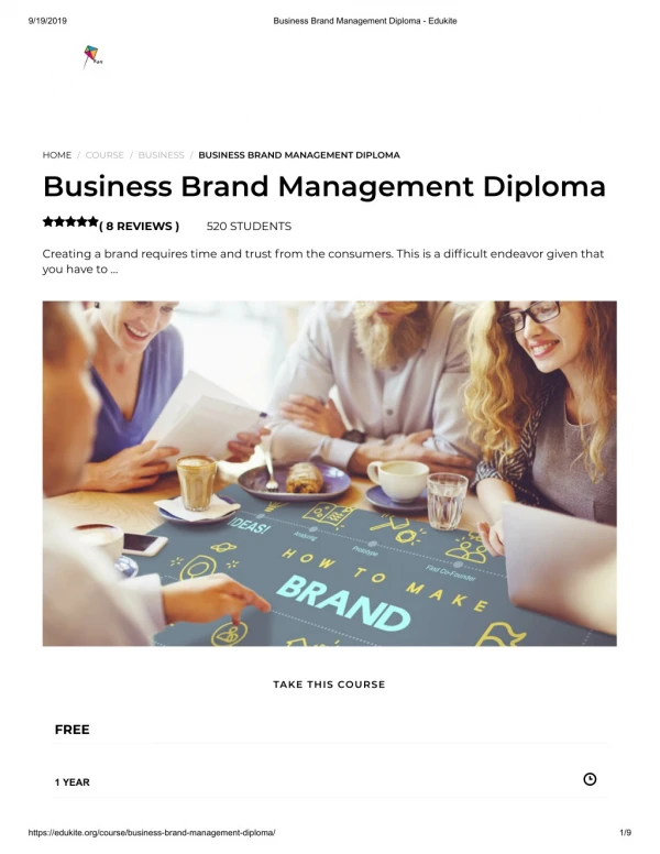 Business Brand Management Diploma - Edukite