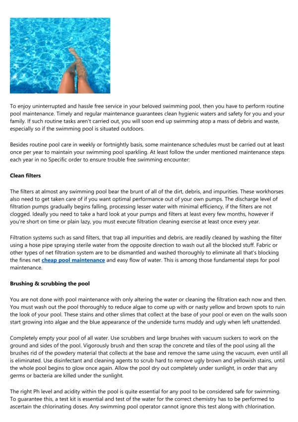 Pool Maintenance - 3 Things You Should Do at Least Once per Year