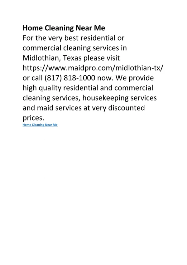 Home Cleaning Near Me