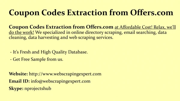 Coupon Codes Extraction from Offers.com