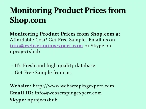Monitoring Product Prices from Shop.com