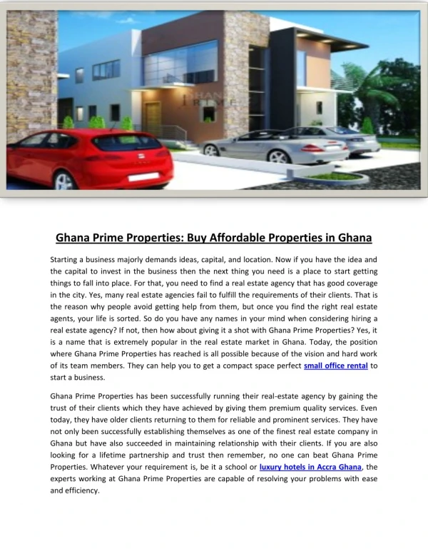 Ghana Prime Properties: Buy Affordable Properties in Ghana