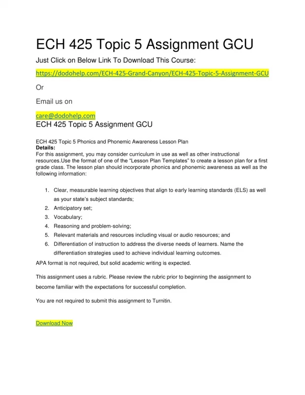 ech 425 topic 5 assignment gcu
