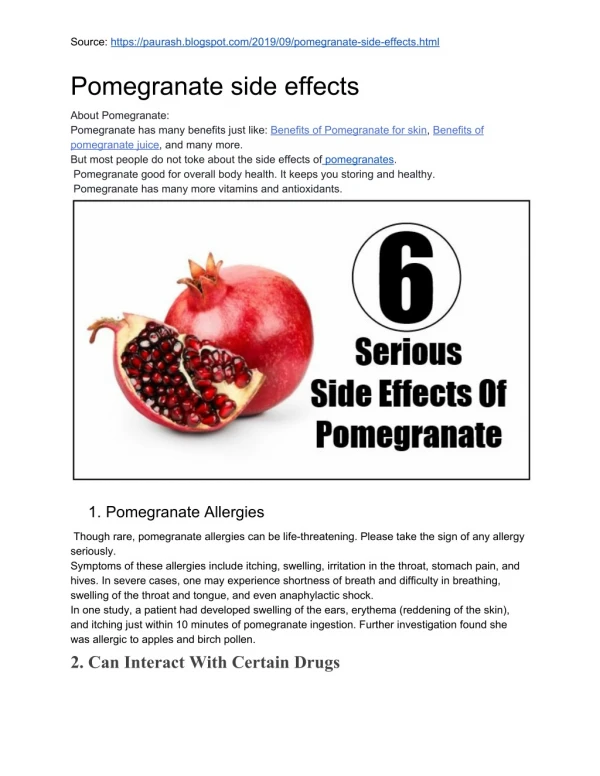 Pomegranate side effects