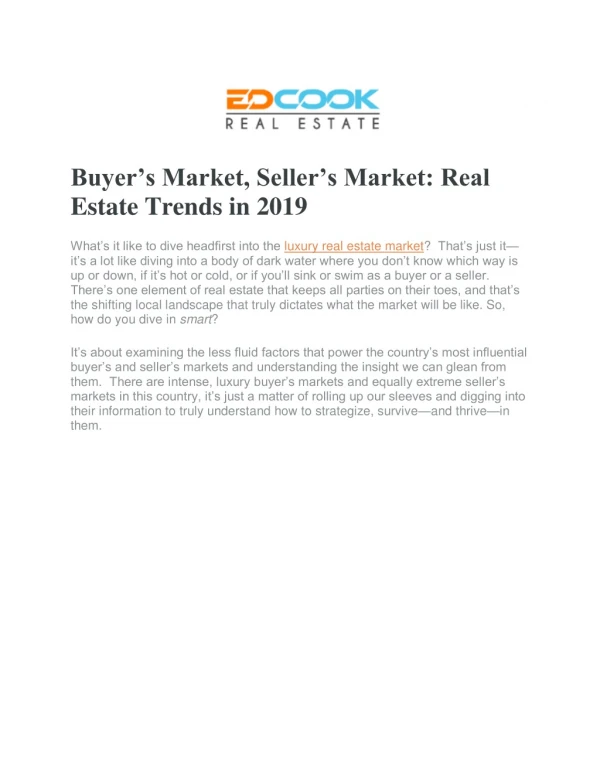 Real Estate Market Buyers and Sellers