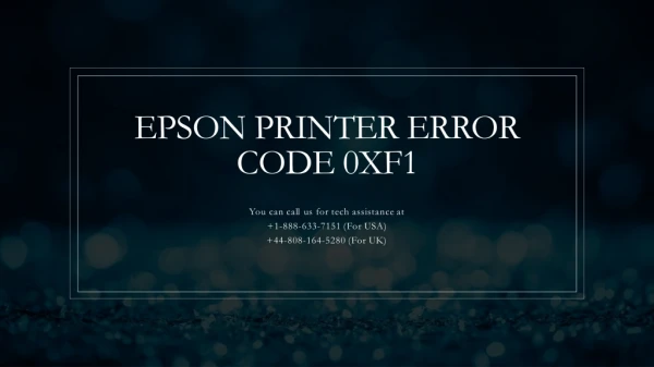 Steps to fix epson printer error code 0xf1