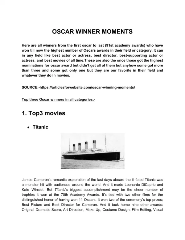 Oscar Winning Moments