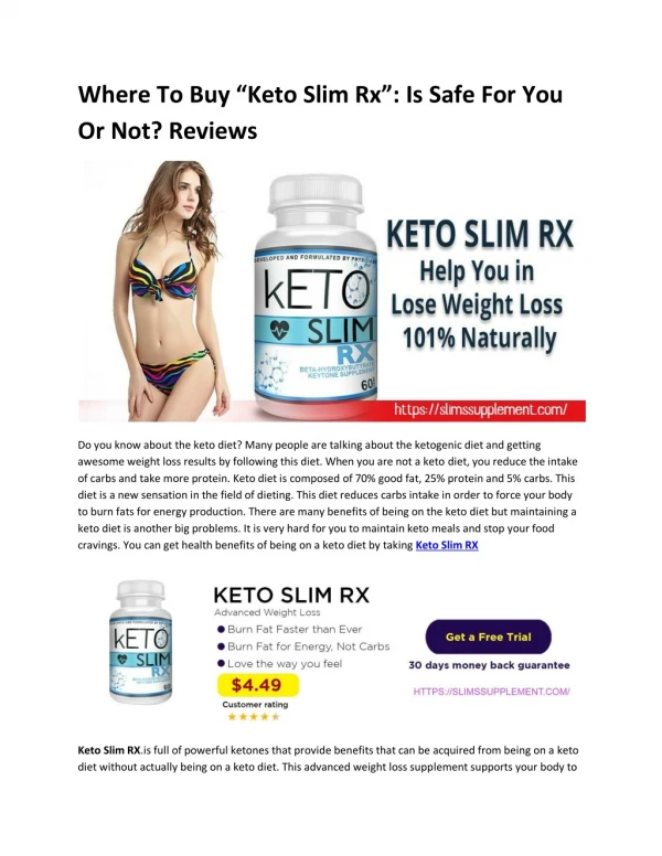 Where To Buy “Keto Slim Rx”: Is Safe For You Or Not? Reviews