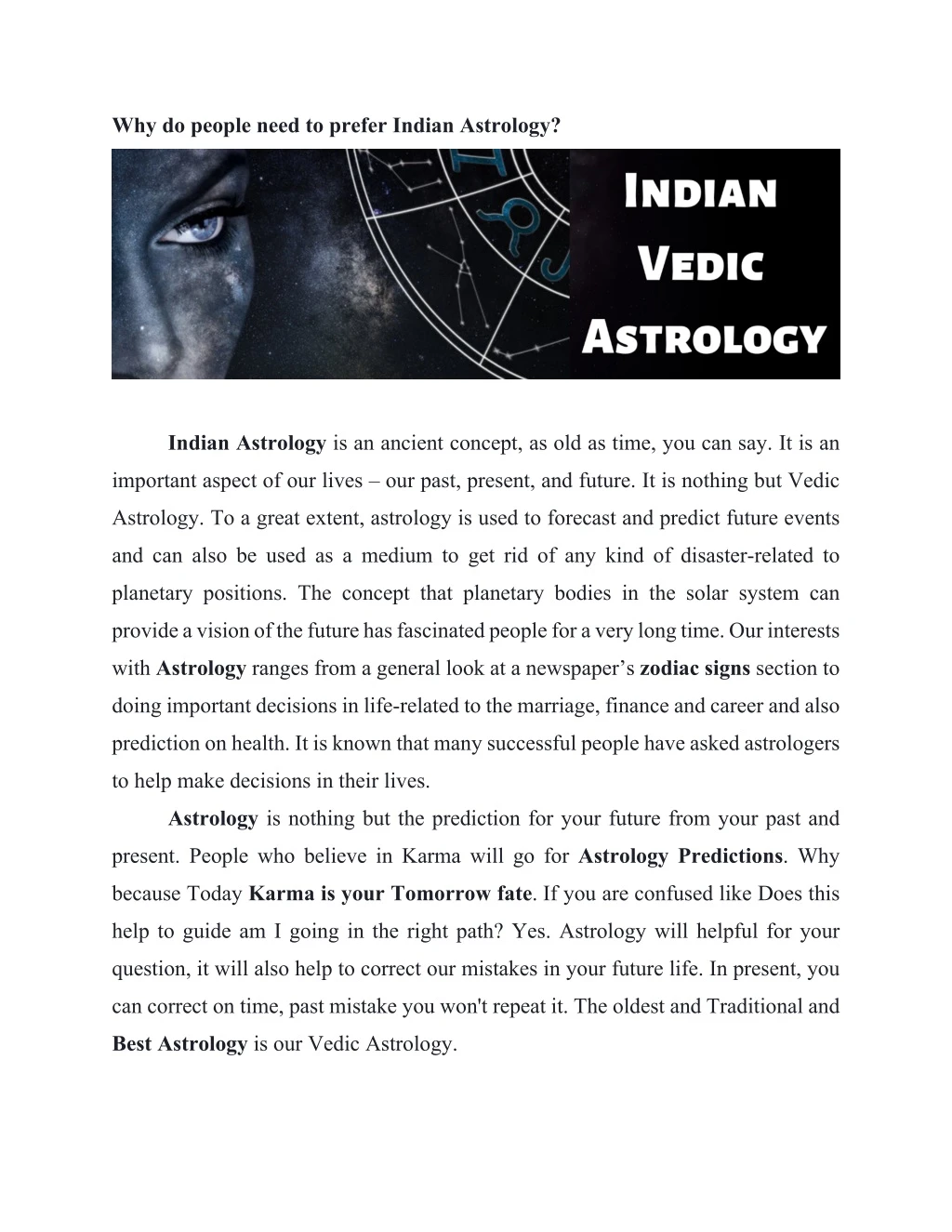 why do people need to prefer indian astrology
