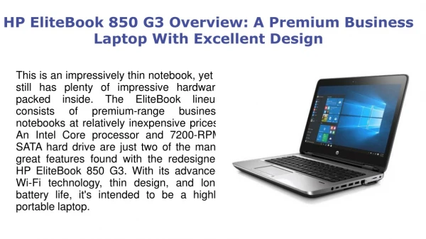 HP EliteBook 850 G3 Overview: A Premium Business Laptop With Excellent Design