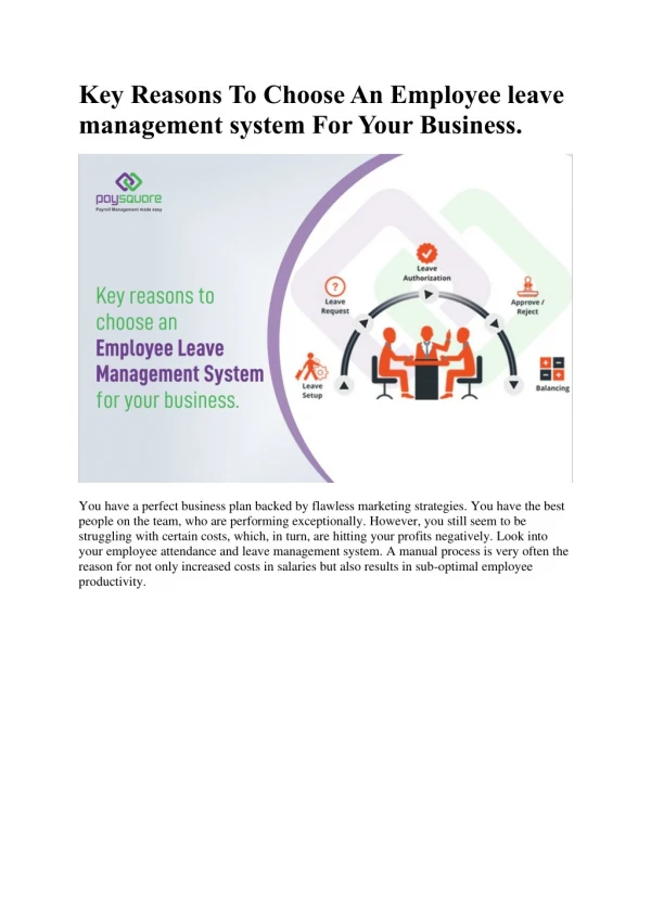 Key Reasons To Choose An Employee leave management system For Your Business.