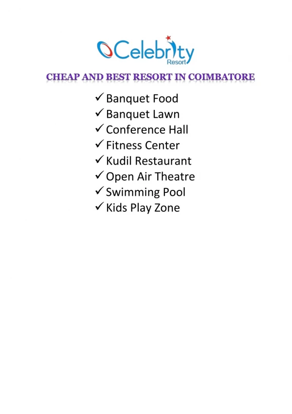 Cheap and Best Resort in Coimbatore