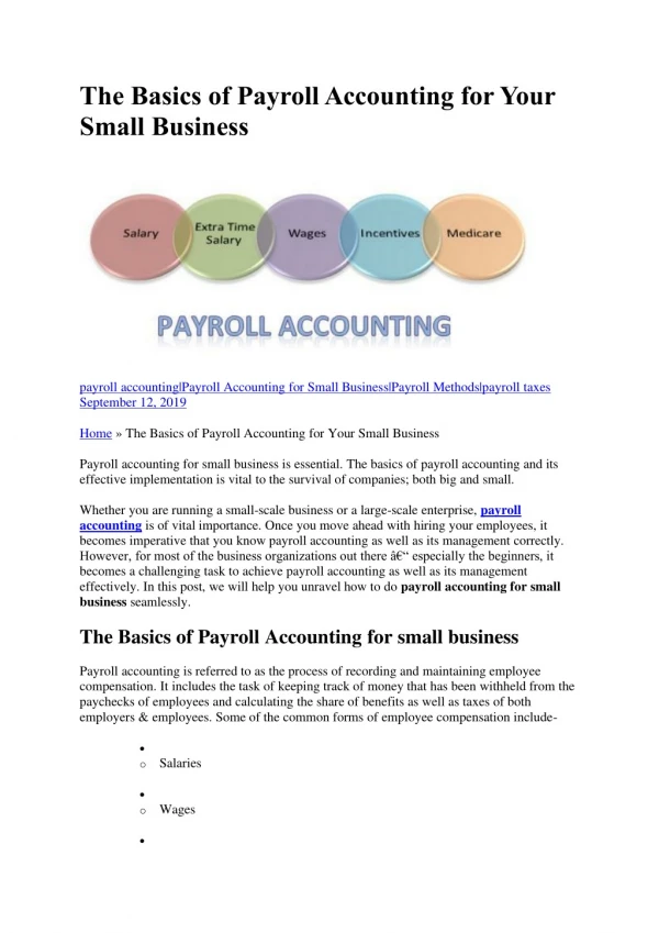 The Basics of Payroll Accounting for Your Small Business