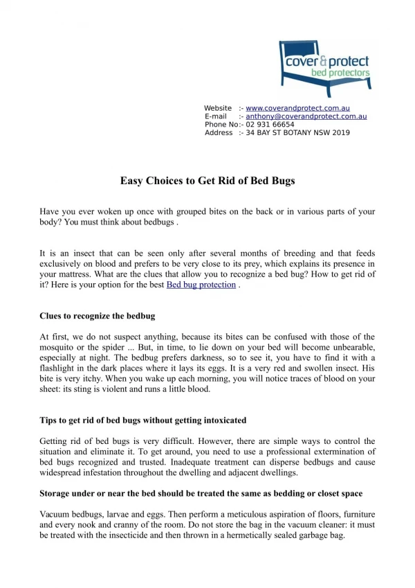 Easy Choices to Get Rid of Bed Bugs