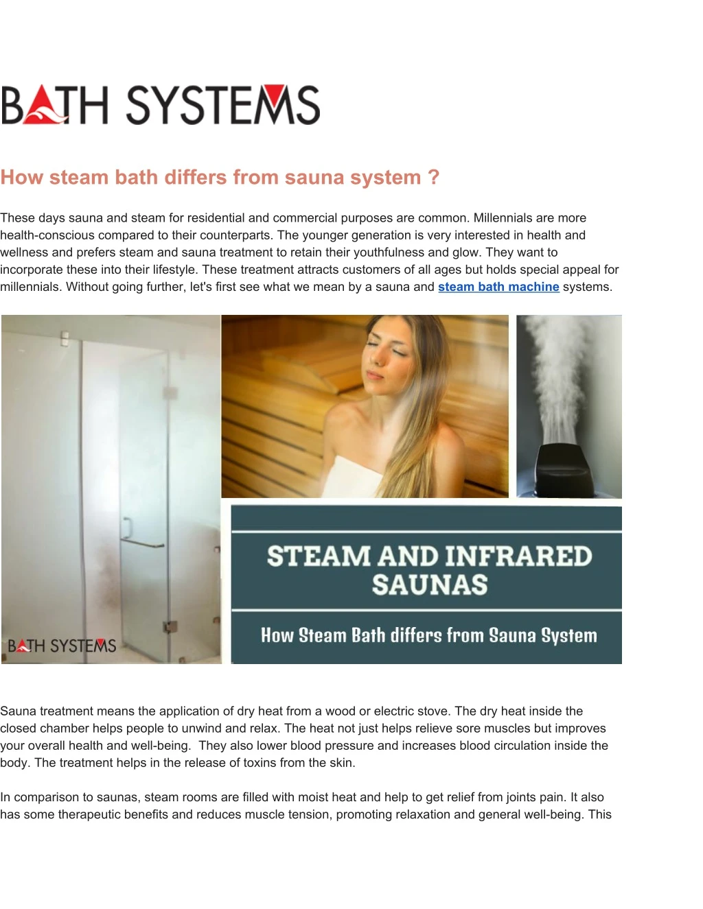 how steam bath differs from sauna system these