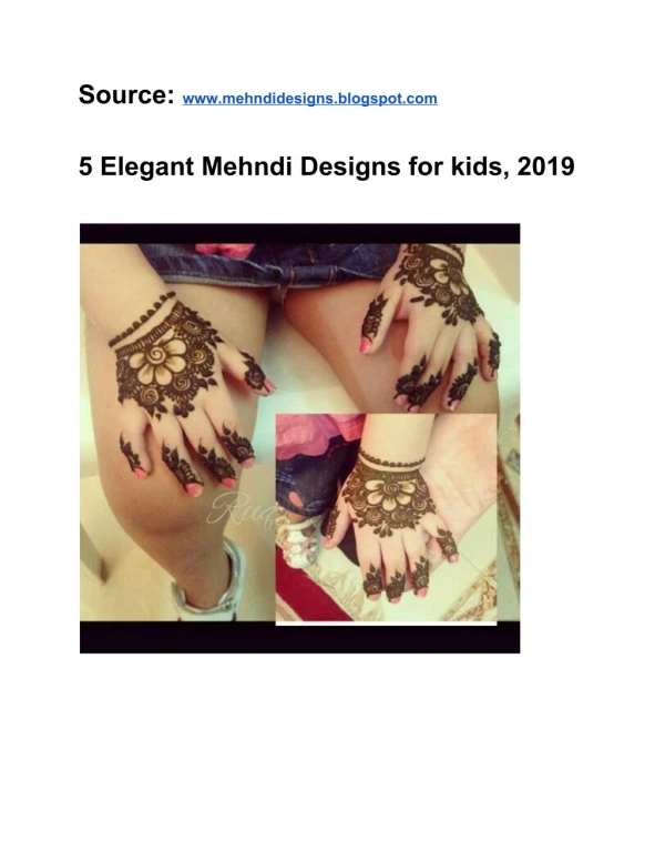 5 Elegant Mehndi Designs for Kids,2019