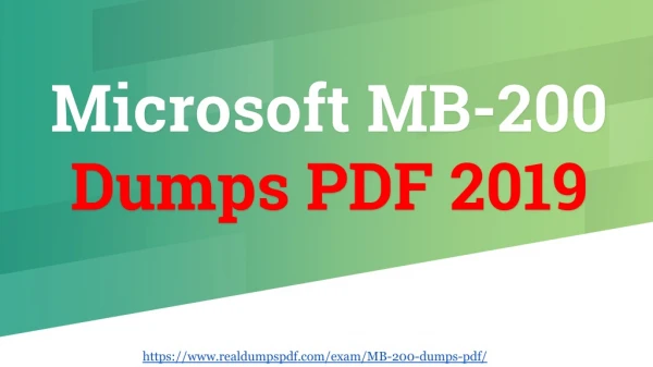Pass Out With Updated 2019, Microsoft MB-200 Dumps Pdf