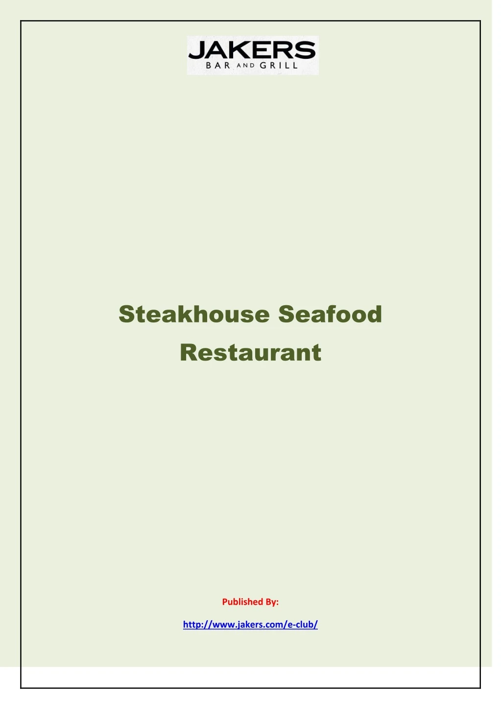 steakhouse seafood restaurant