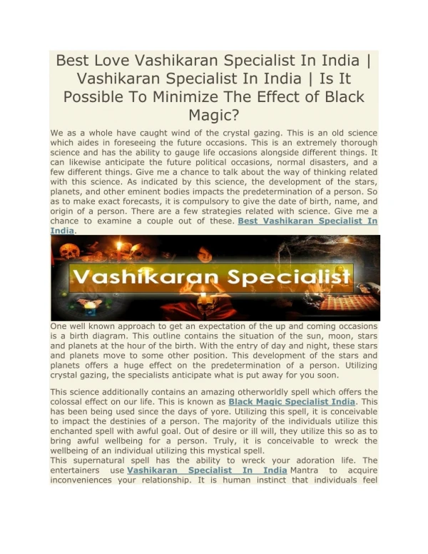 Best Love Vashikaran Specialist In India
