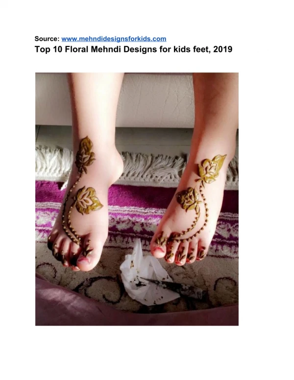 Top 10 Mehndi Designs for Kids Feet,2019