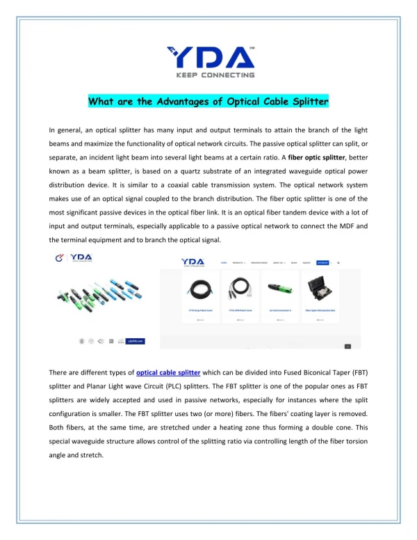 What are the Advantages of Optical Cable Splitter