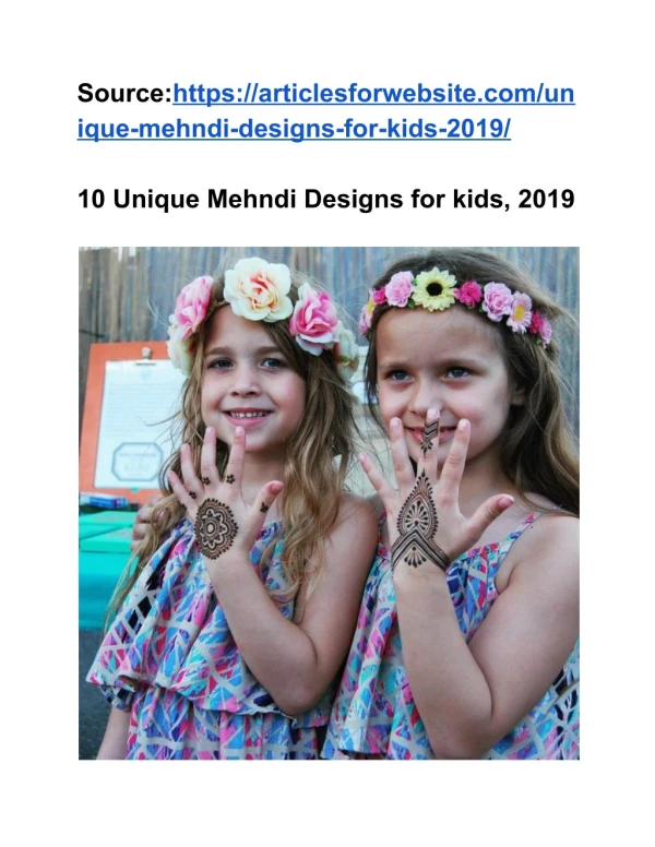 Unique Mehndi Designs for Kids, 2019