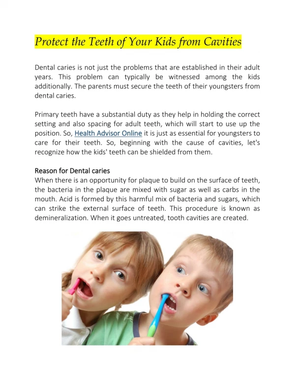 Protect The Teeth of Your Kids From Cavities