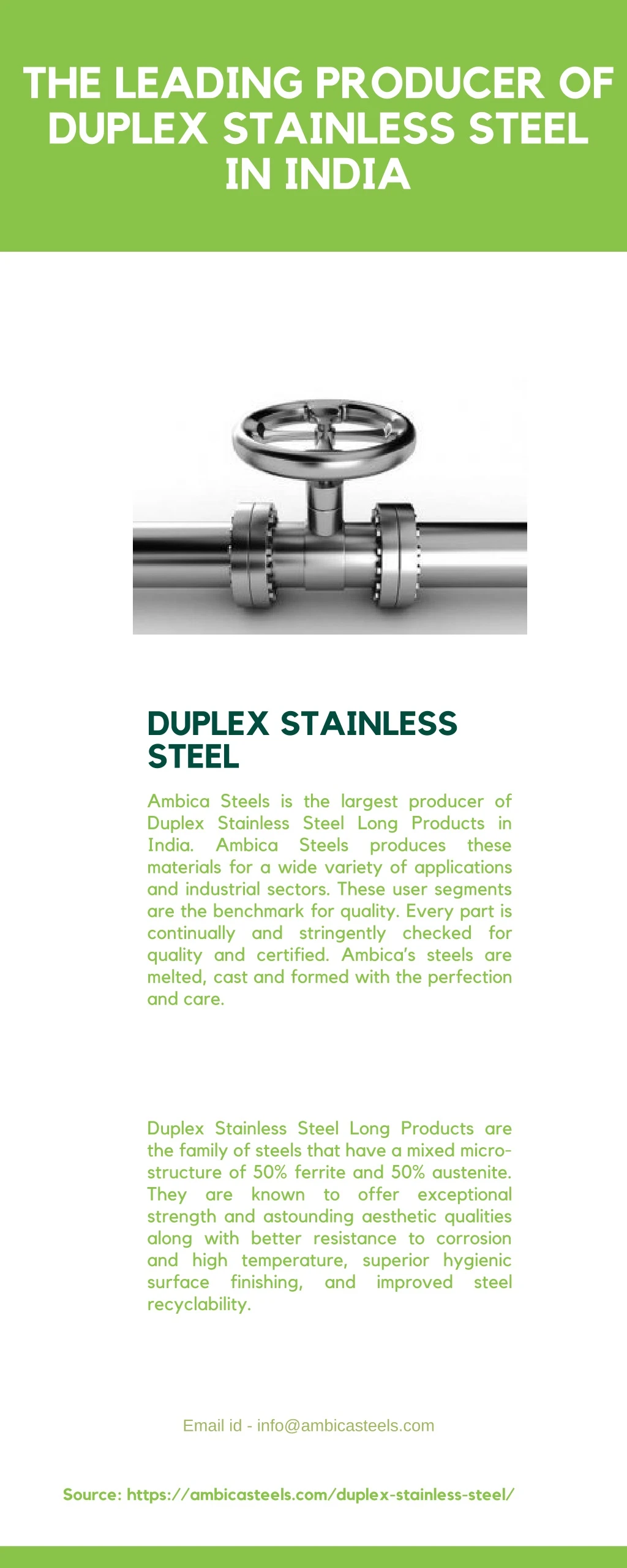 the leading producer of duplex stainless steel