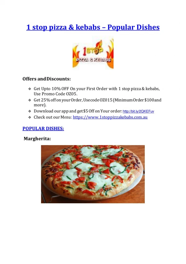 1 Stop Pizza & Kebabs - Pizza restaurant Slacks Creek Logan, QLD.