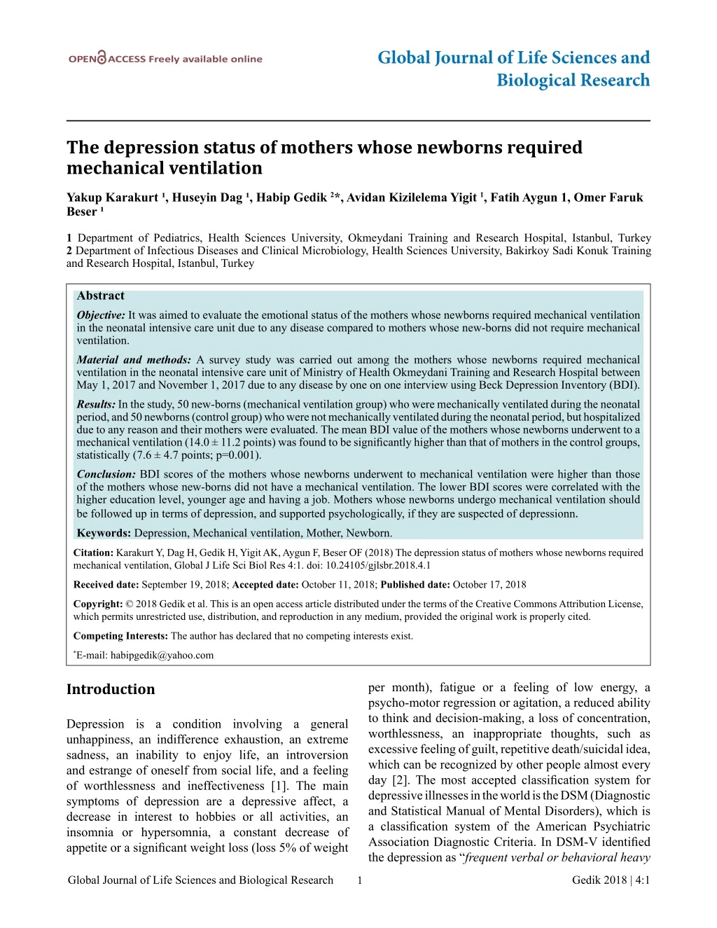 global journal of life sciences and biological