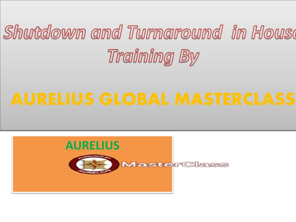 shutdown and turnaround in house training by aurelius global masterclass