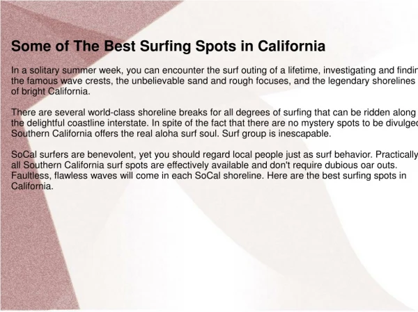 Famous Surfing Spots in California