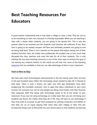 Best Teaching Resources For Educators