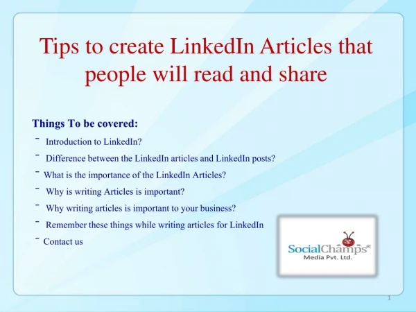 Tips to create LinkedIn Articles that people will read and share
