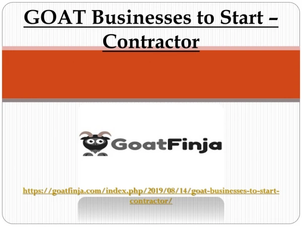 GOAT Businesses to Start – Contractor