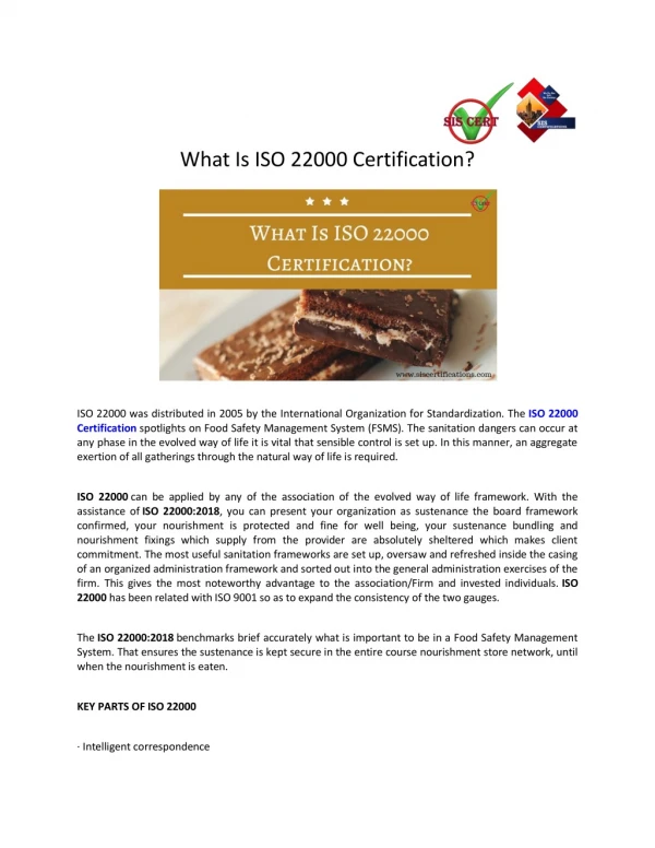 What Is ISO 22000 Certification? - SIS Certifications - Medium